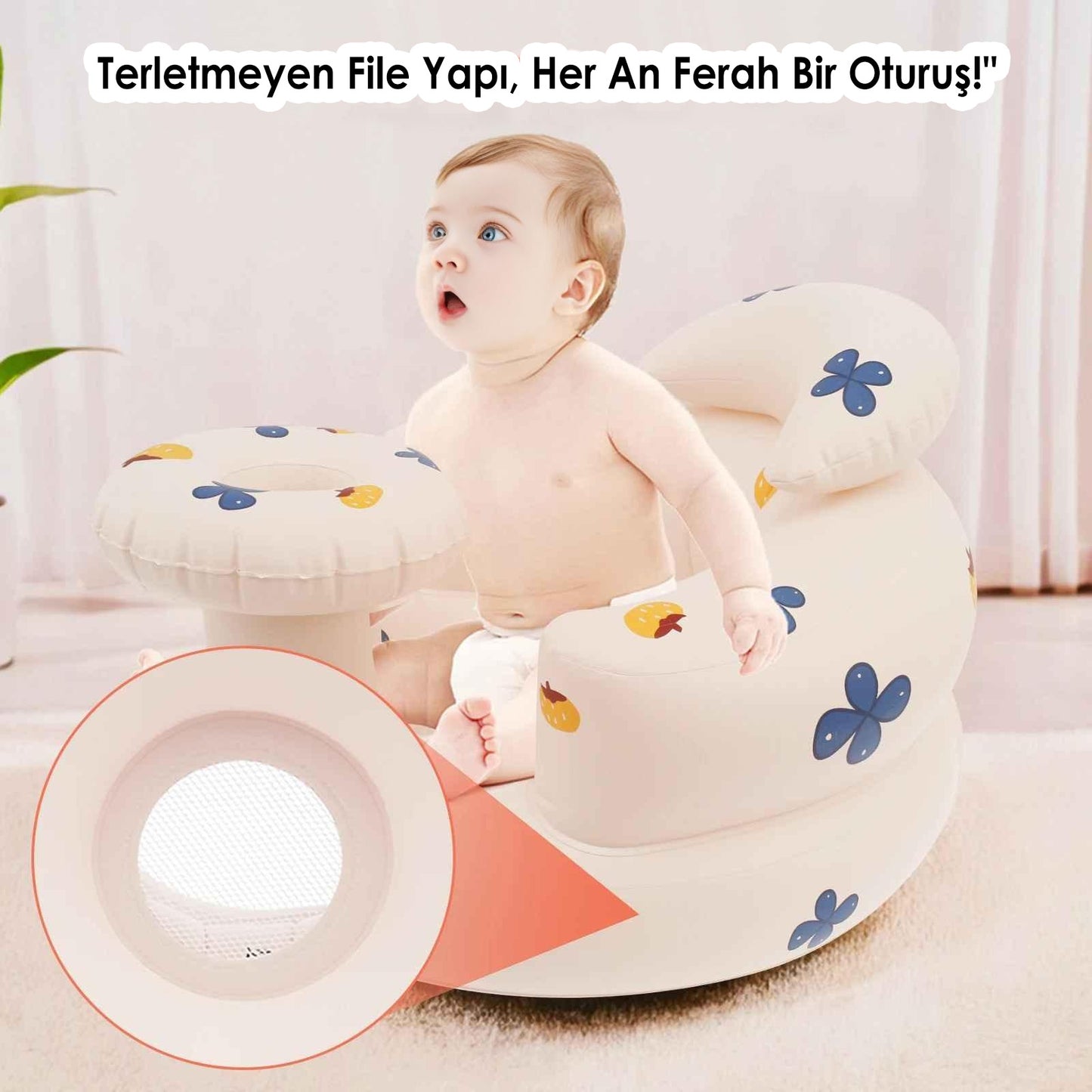 Şişme Bebek Oturma Koltuğu | Tepsili & Fileli | 4-24 Ay